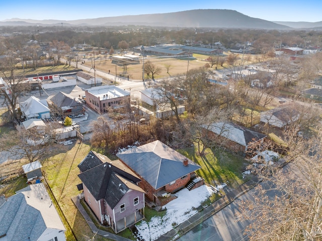 drone / aerial view with a mountain view