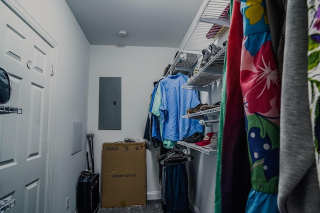 walk in closet featuring electric panel