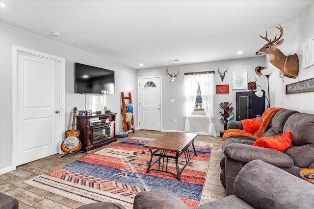 living room featuring light hardwood / wood-style floors