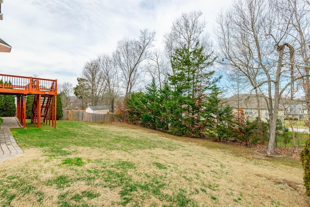 view of yard featuring a deck