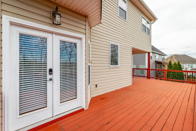 wooden terrace with french doors