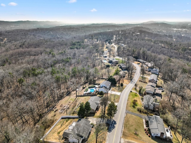 bird's eye view featuring a mountain view