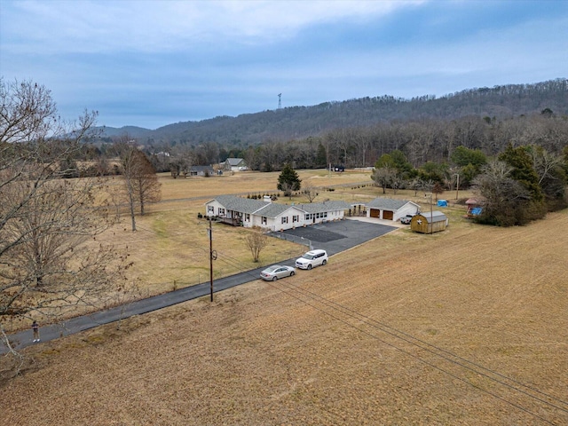 aerial view with a mountain view