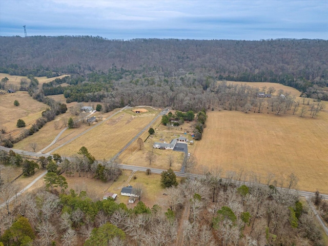 aerial view featuring a rural view