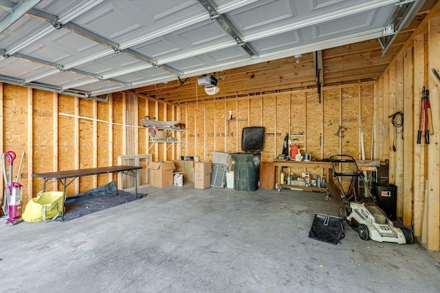 garage with a garage door opener