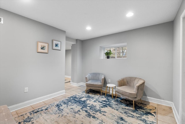 sitting room with light tile patterned flooring