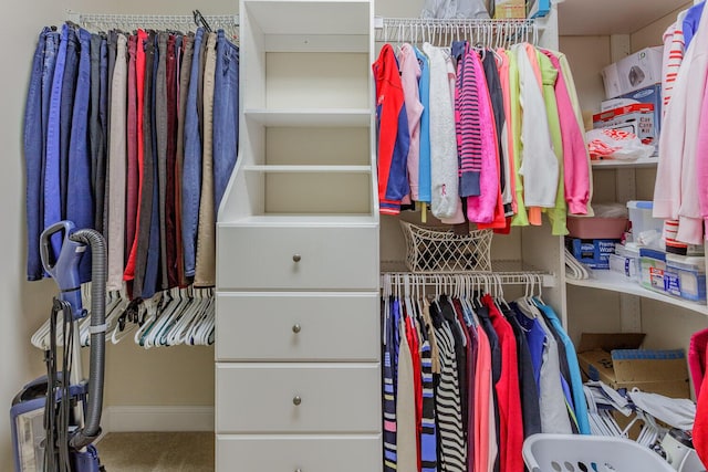 spacious closet with carpet floors