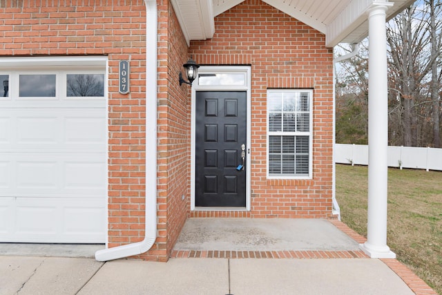 property entrance featuring a garage