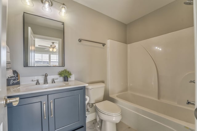 full bathroom featuring vanity, toilet, and shower / bath combination