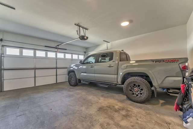 garage with a garage door opener