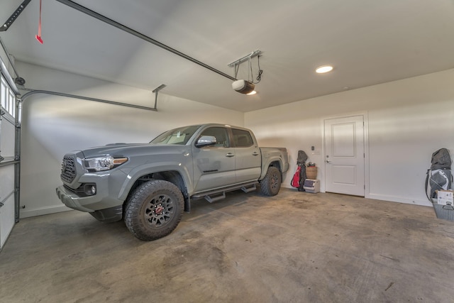 garage with a garage door opener