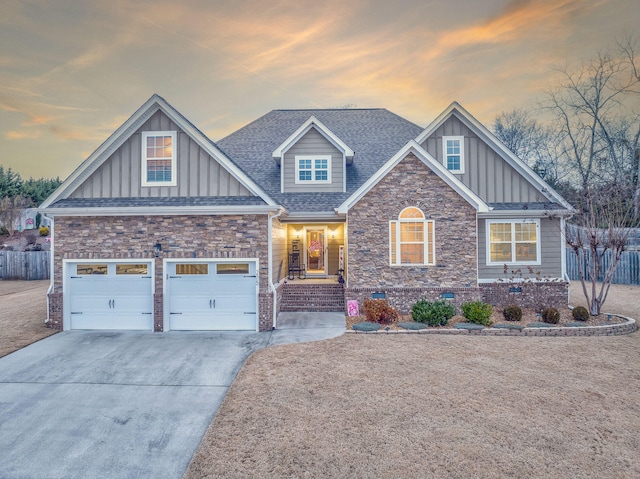 craftsman-style home with a garage