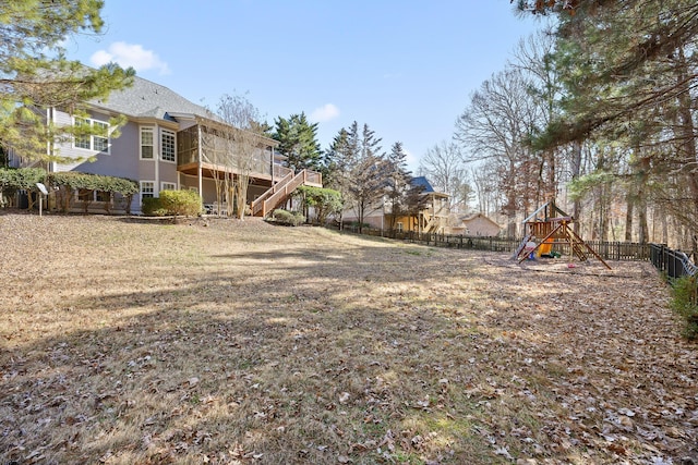 view of yard with a playground