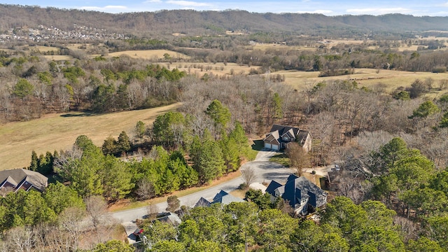 bird's eye view with a mountain view