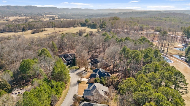 aerial view with a mountain view