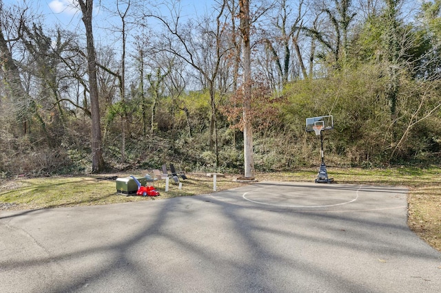 view of basketball court with basketball hoop