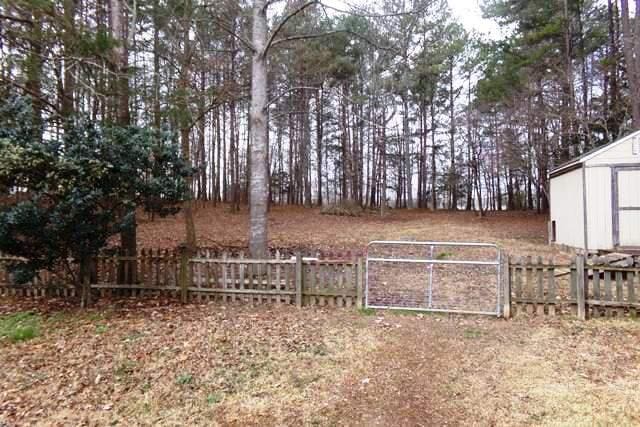 view of yard featuring a storage shed