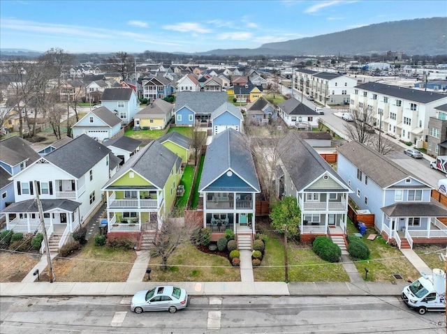 aerial view with a mountain view