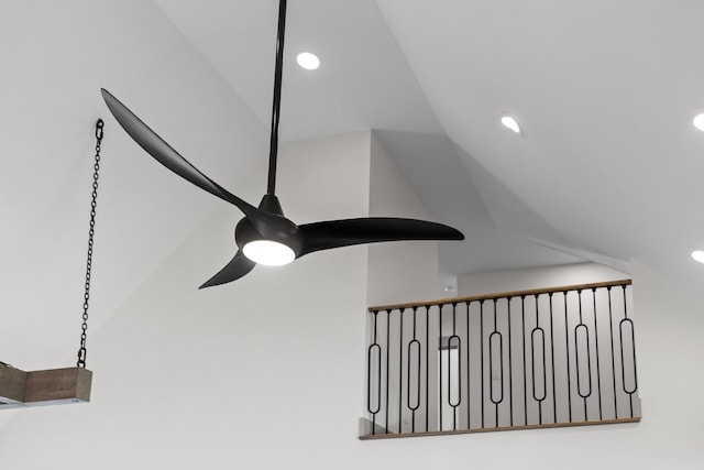 room details with ceiling fan and recessed lighting