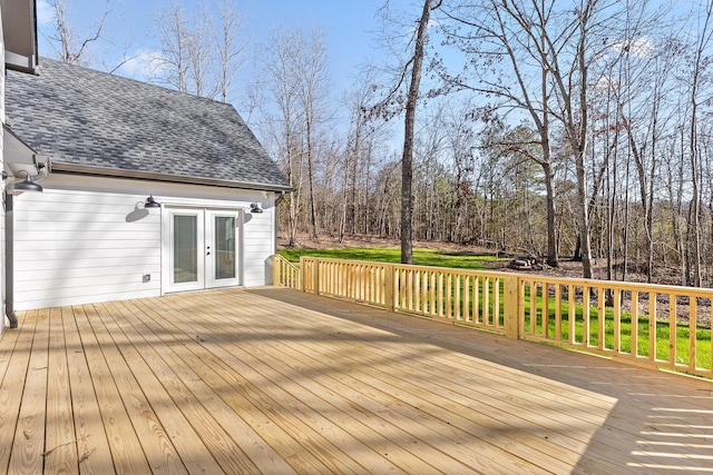 wooden deck with french doors