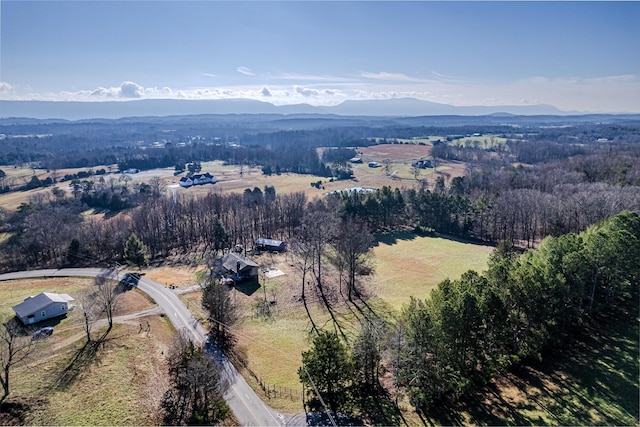 birds eye view of property featuring a mountain view