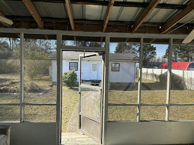 view of unfurnished sunroom