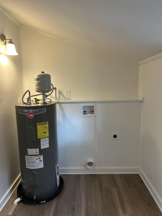 utility room with electric water heater