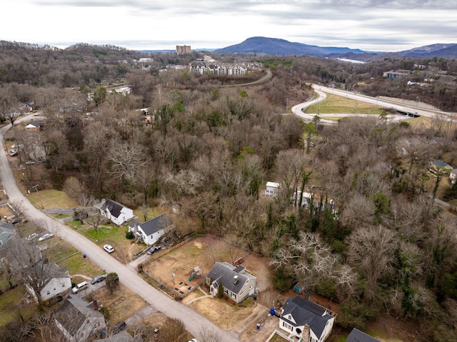 birds eye view of property with a mountain view