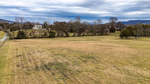 view of yard featuring a mountain view and a rural view