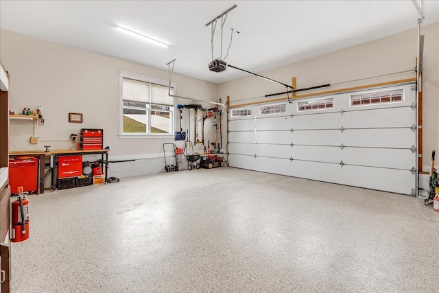 garage with a garage door opener