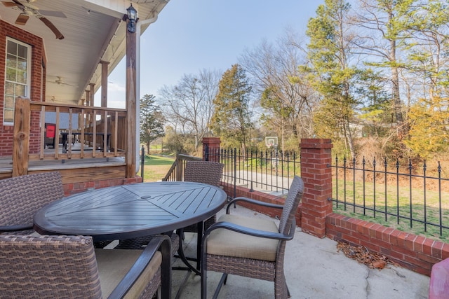 view of patio / terrace featuring ceiling fan