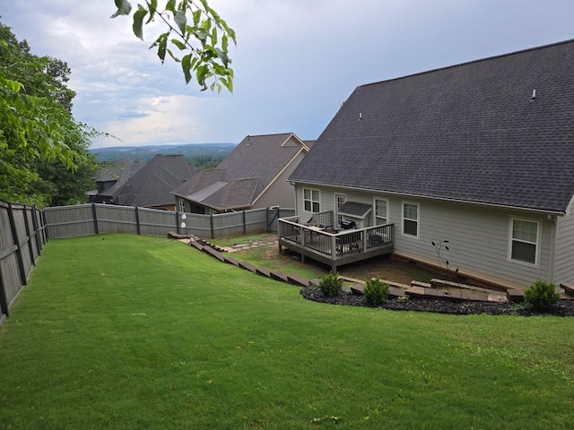 1609 Capanna Trl, Hixson, TN 37343 - fenced backyard featuring a wooden deck