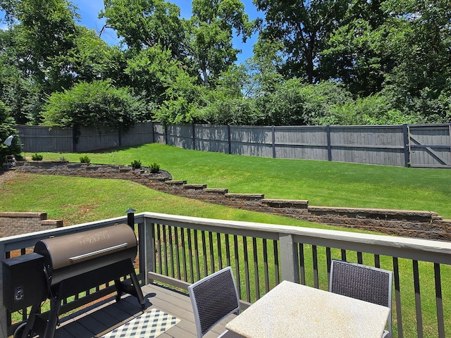 1609 Capanna Trl, Hixson, TN 37343 - wooden terrace with a fenced backyard