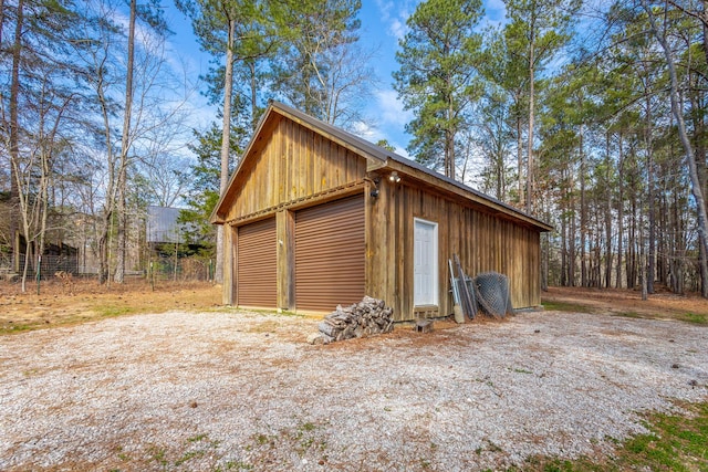 view of detached garage