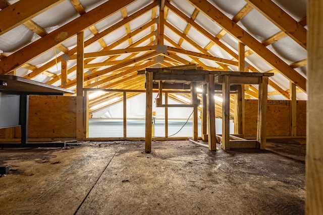 view of unfinished attic