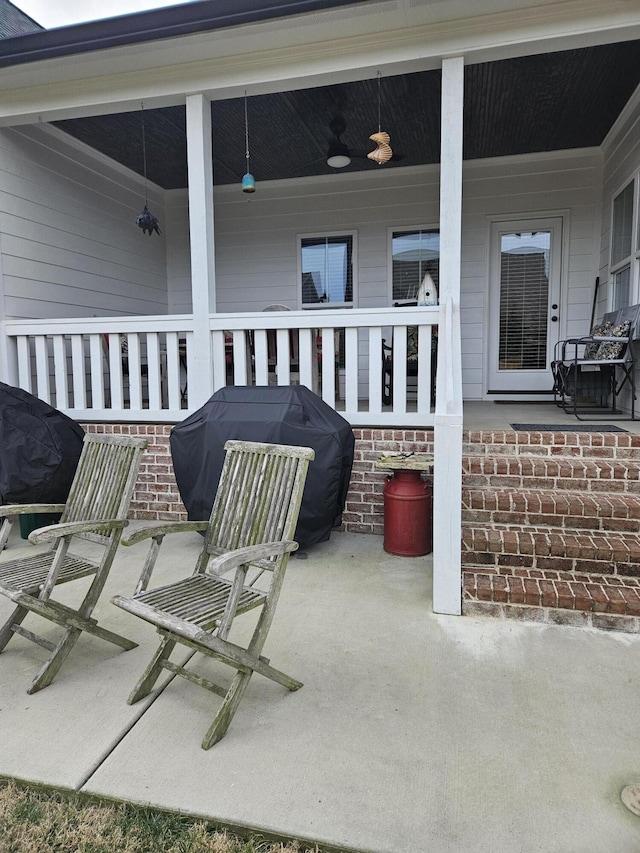 view of patio with a grill