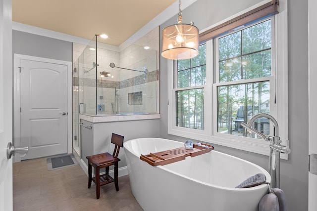 bathroom with independent shower and bath