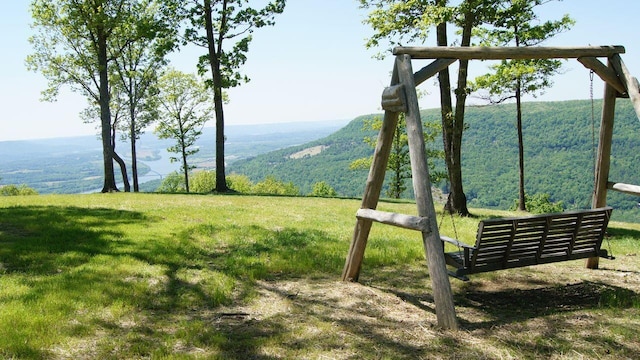 view of home's community featuring a yard and a mountain view