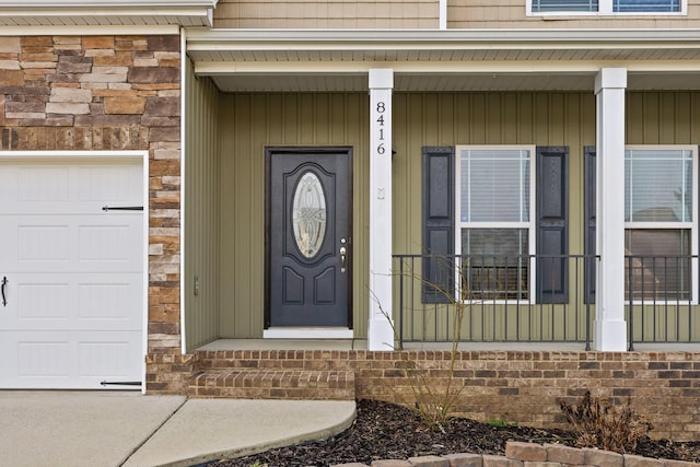 entrance to property with a garage