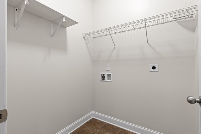 washroom with electric dryer hookup and hookup for a washing machine