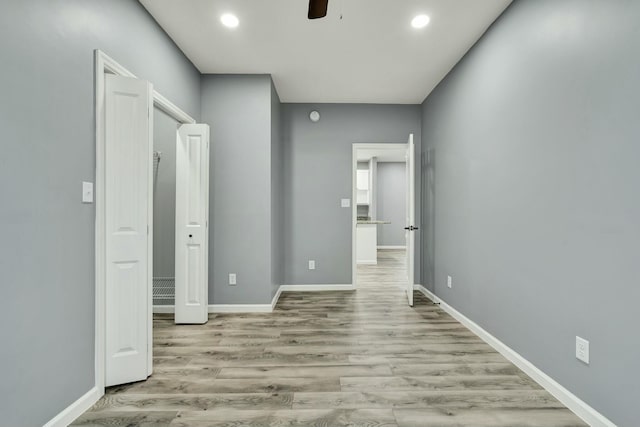 hall featuring light wood-type flooring