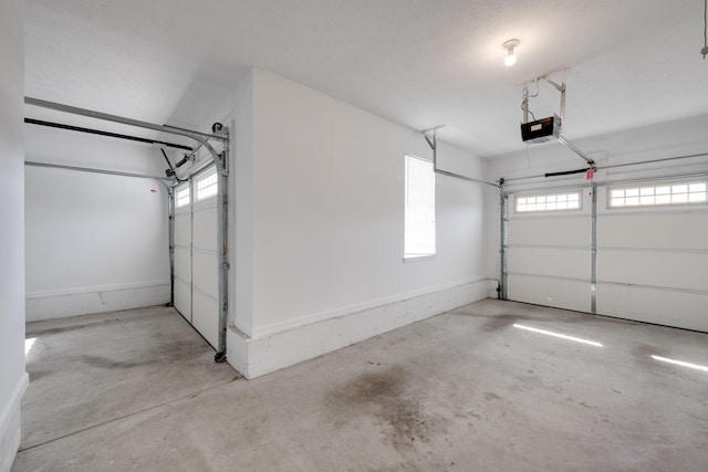 garage with a garage door opener