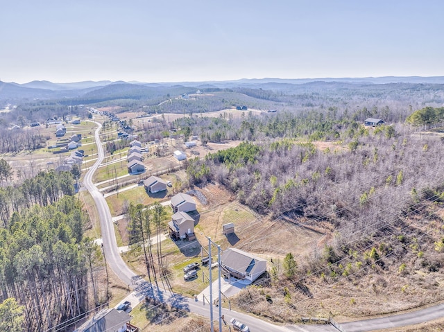 birds eye view of property featuring a mountain view