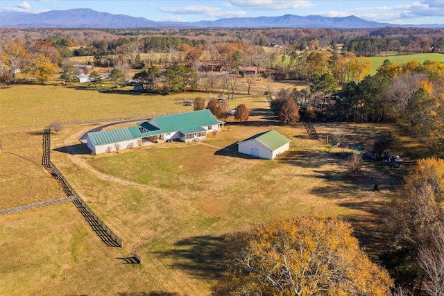 drone / aerial view with a rural view and a mountain view