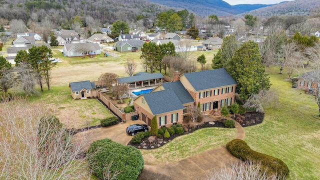 bird's eye view with a mountain view