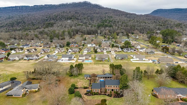 drone / aerial view with a mountain view