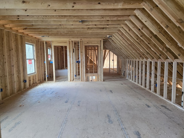 view of unfinished attic