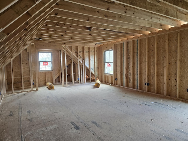 view of unfinished attic