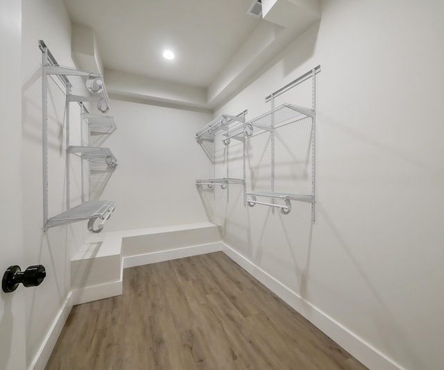 walk in closet featuring hardwood / wood-style floors