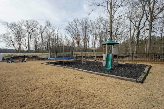 view of playground with a trampoline